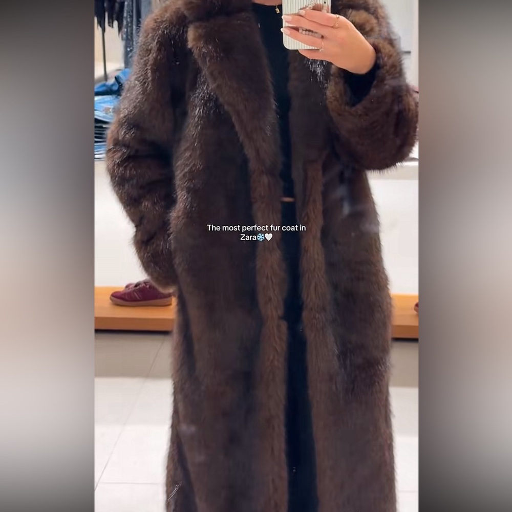 🐻🍂🤎 Zara Luxurious Brown Faux Fur Coat - Picture 5 of 6